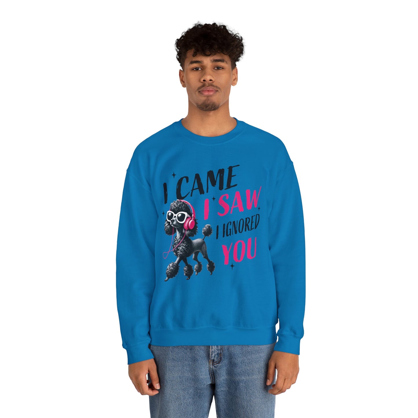 Funny Dog Crewneck Sweatshirt — I Came, I Saw, I Ignored You Poodle Graphic Sweater