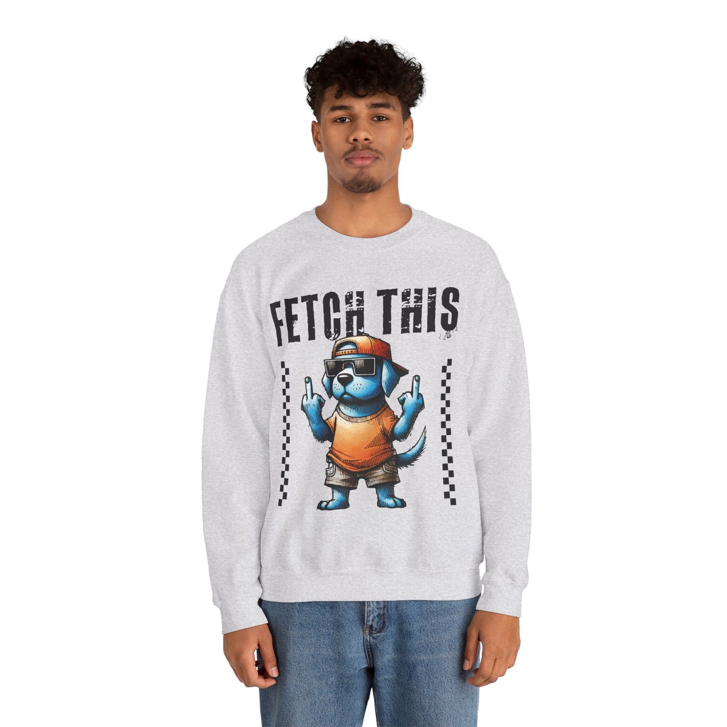 Funny Dog Crewneck Sweatshirt — "Fetch This" Cool Dog Graphic
