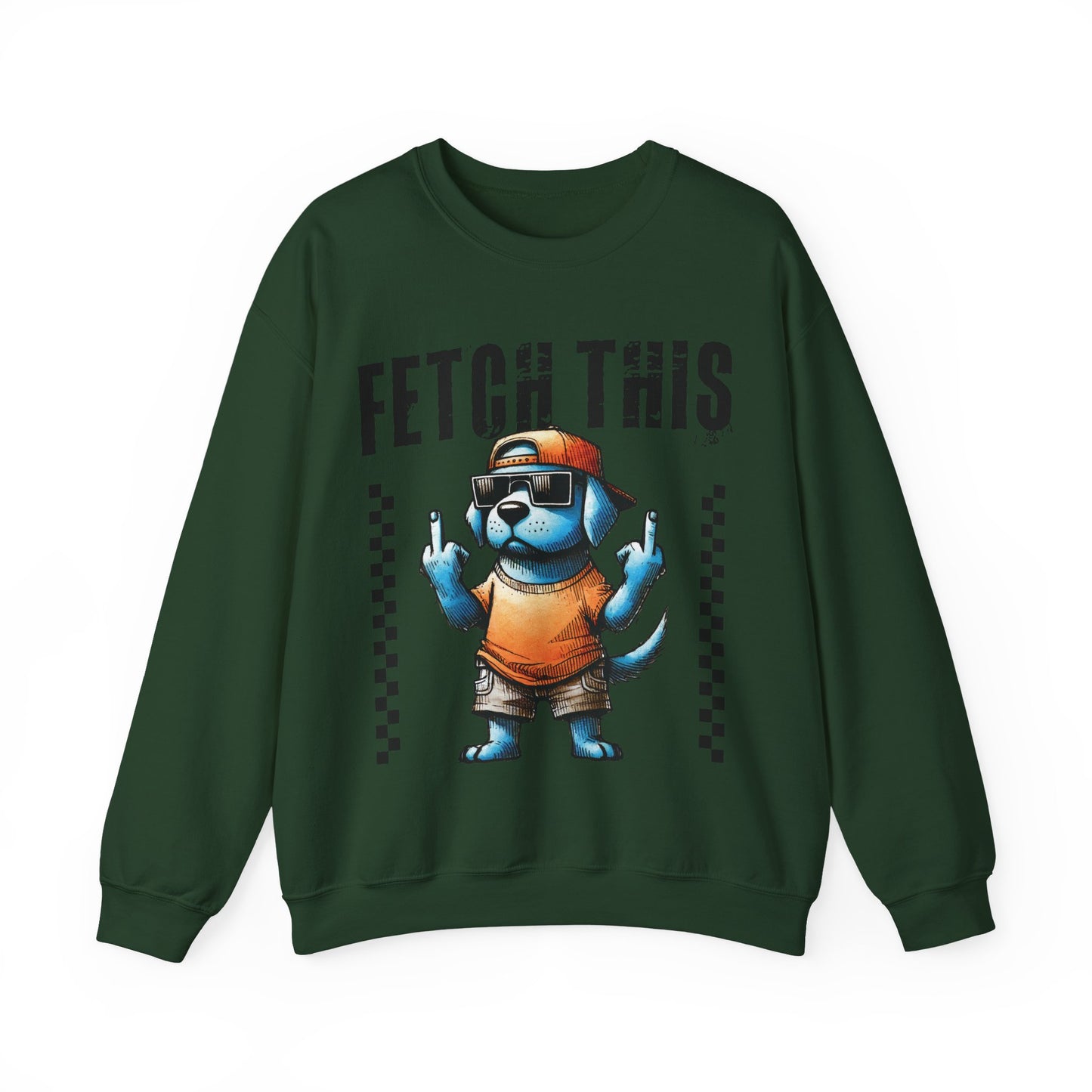 Funny Dog Crewneck Sweatshirt — "Fetch This" Cool Dog Graphic