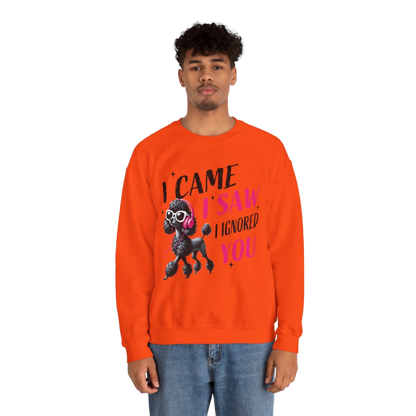 Funny Dog Crewneck Sweatshirt — I Came, I Saw, I Ignored You Poodle Graphic Sweater