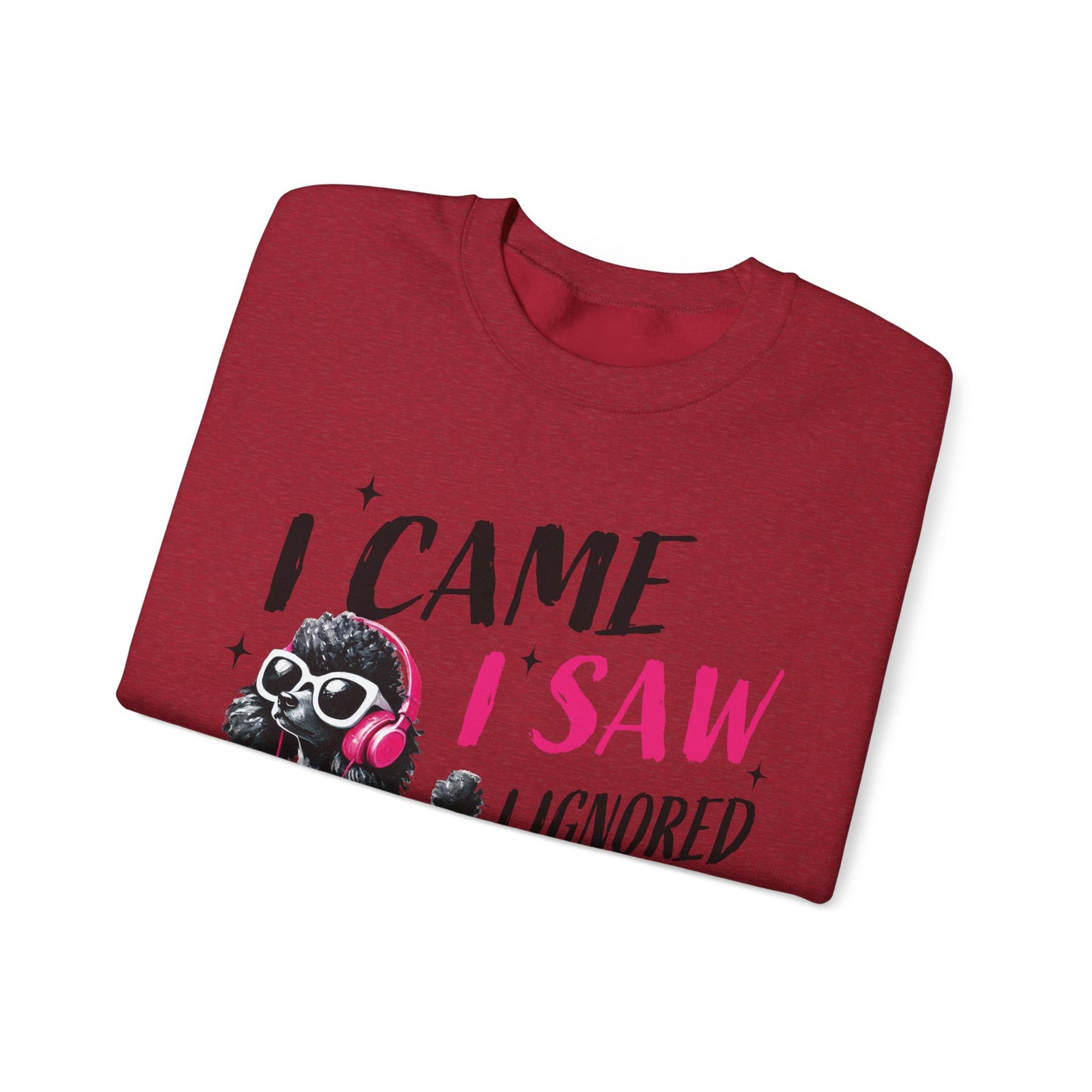 Funny Dog Crewneck Sweatshirt — I Came, I Saw, I Ignored You Poodle Graphic Sweater
