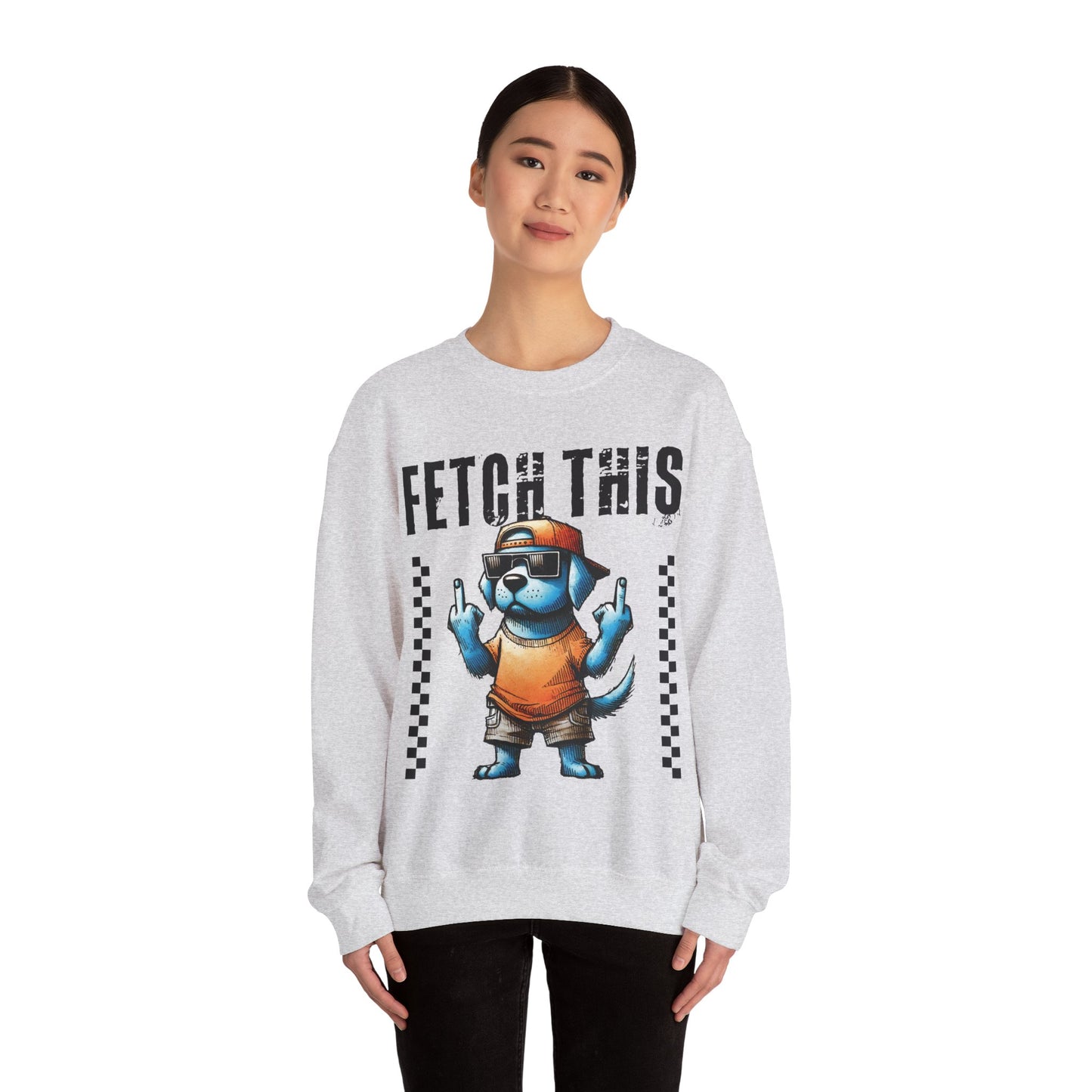 Funny Dog Crewneck Sweatshirt — "Fetch This" Cool Dog Graphic