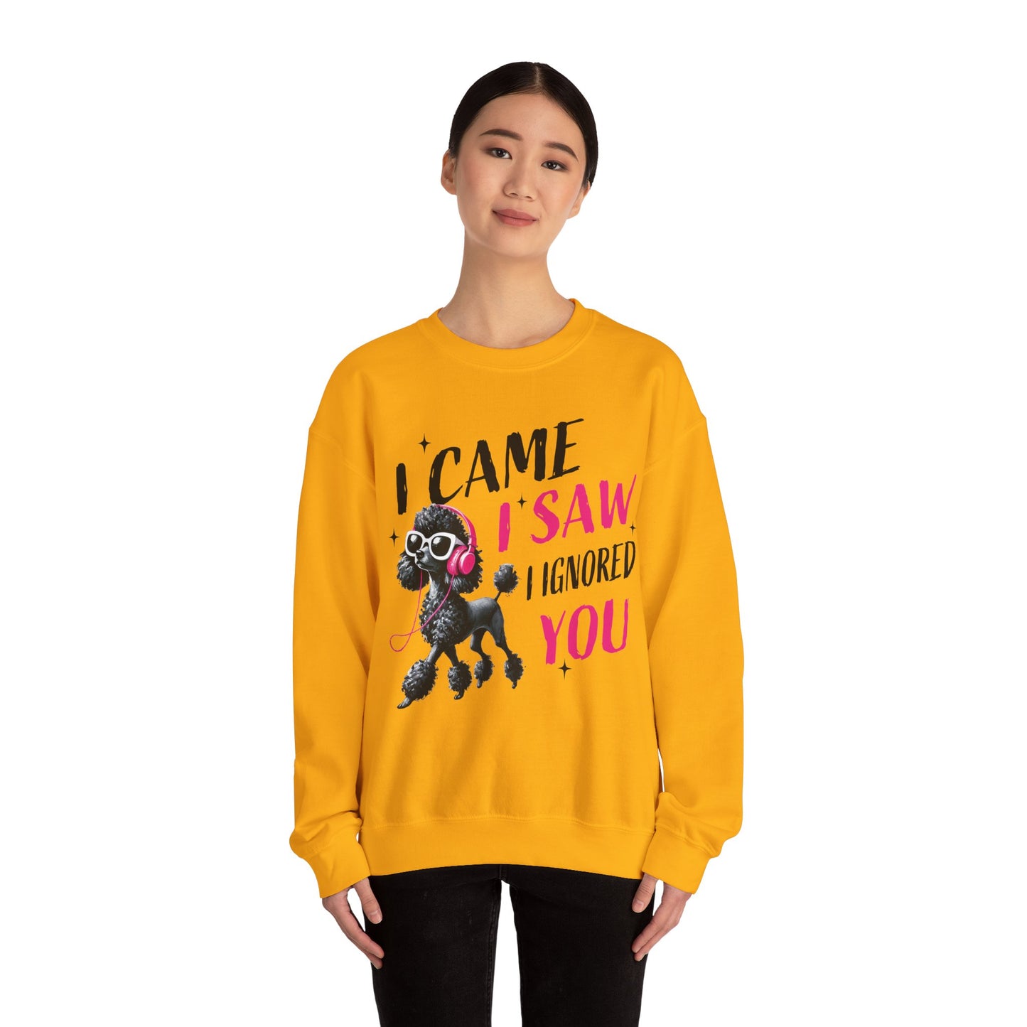 Funny Dog Crewneck Sweatshirt — I Came, I Saw, I Ignored You Poodle Graphic Sweater