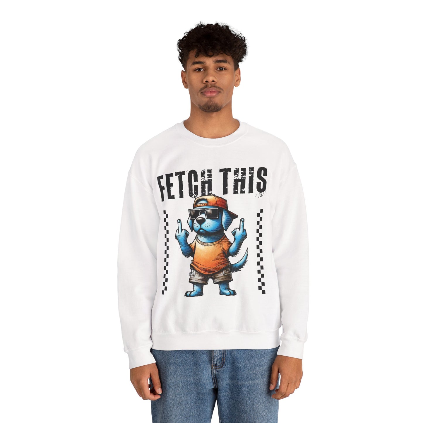 Funny Dog Crewneck Sweatshirt — "Fetch This" Cool Dog Graphic