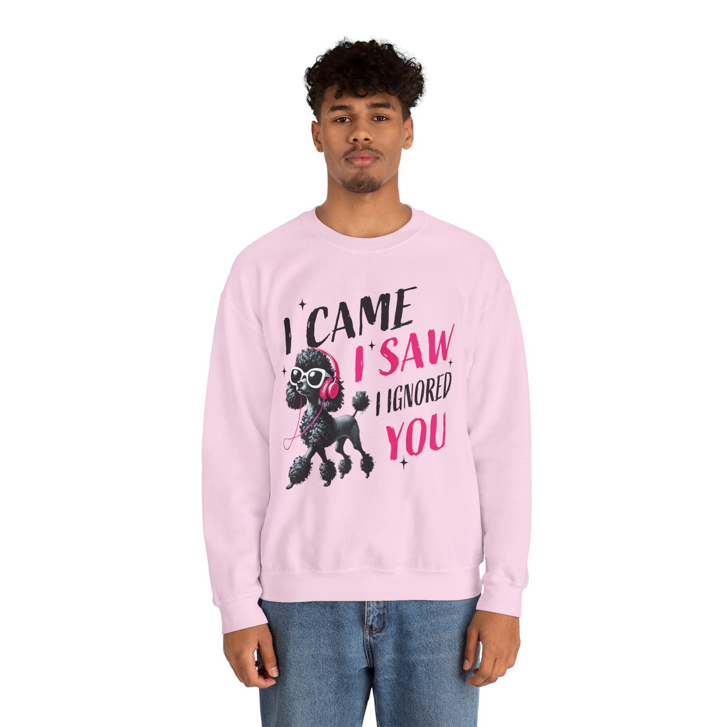 Funny Dog Crewneck Sweatshirt — I Came, I Saw, I Ignored You Poodle Graphic Sweater