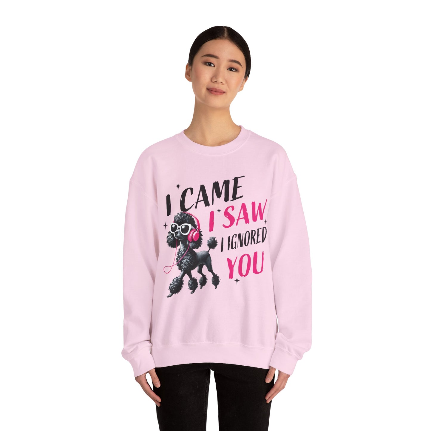 Funny Dog Crewneck Sweatshirt — I Came, I Saw, I Ignored You Poodle Graphic Sweater