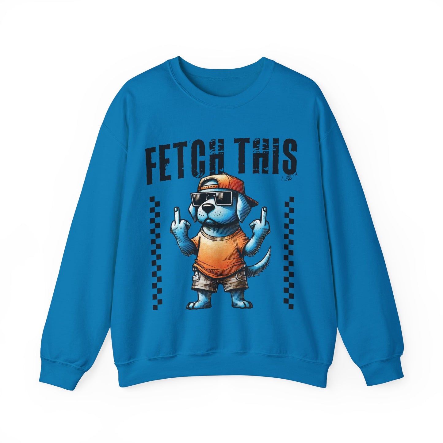 Funny Dog Crewneck Sweatshirt — "Fetch This" Cool Dog Graphic