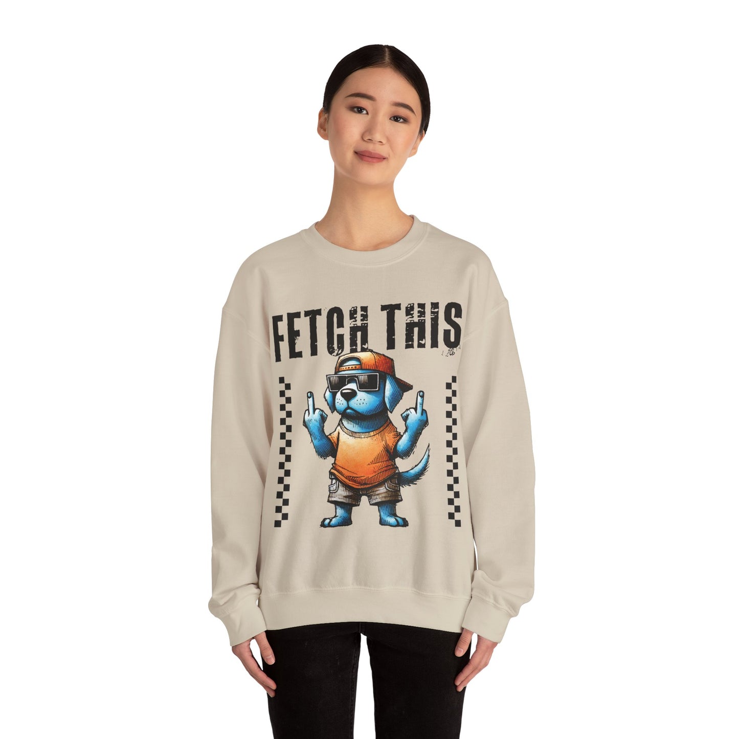 Funny Dog Crewneck Sweatshirt — "Fetch This" Cool Dog Graphic