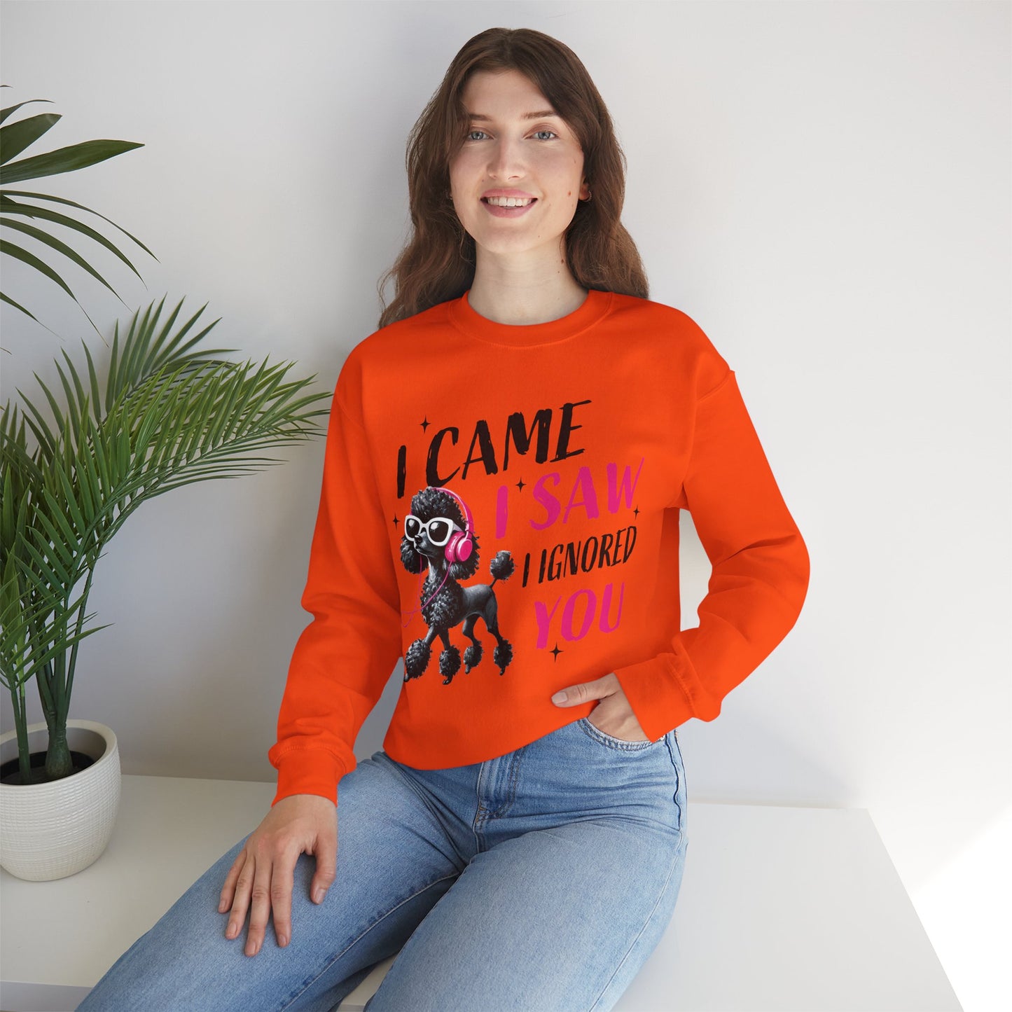 Funny Dog Crewneck Sweatshirt — I Came, I Saw, I Ignored You Poodle Graphic Sweater