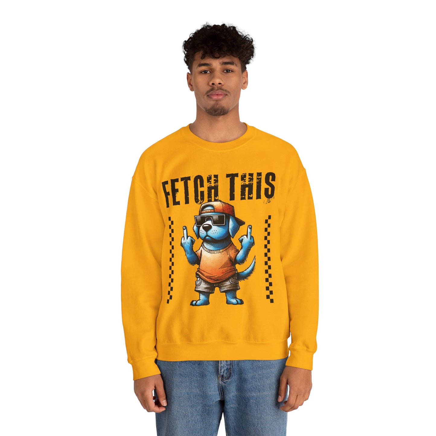 Funny Dog Crewneck Sweatshirt — "Fetch This" Cool Dog Graphic