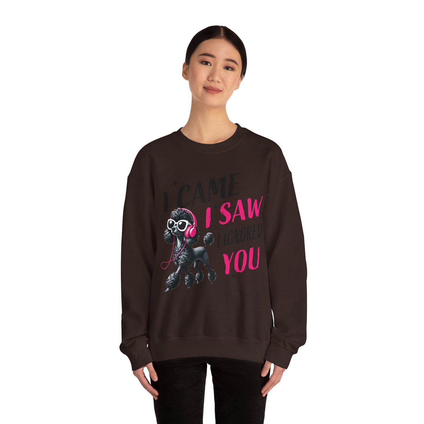 Funny Dog Crewneck Sweatshirt — I Came, I Saw, I Ignored You Poodle Graphic Sweater