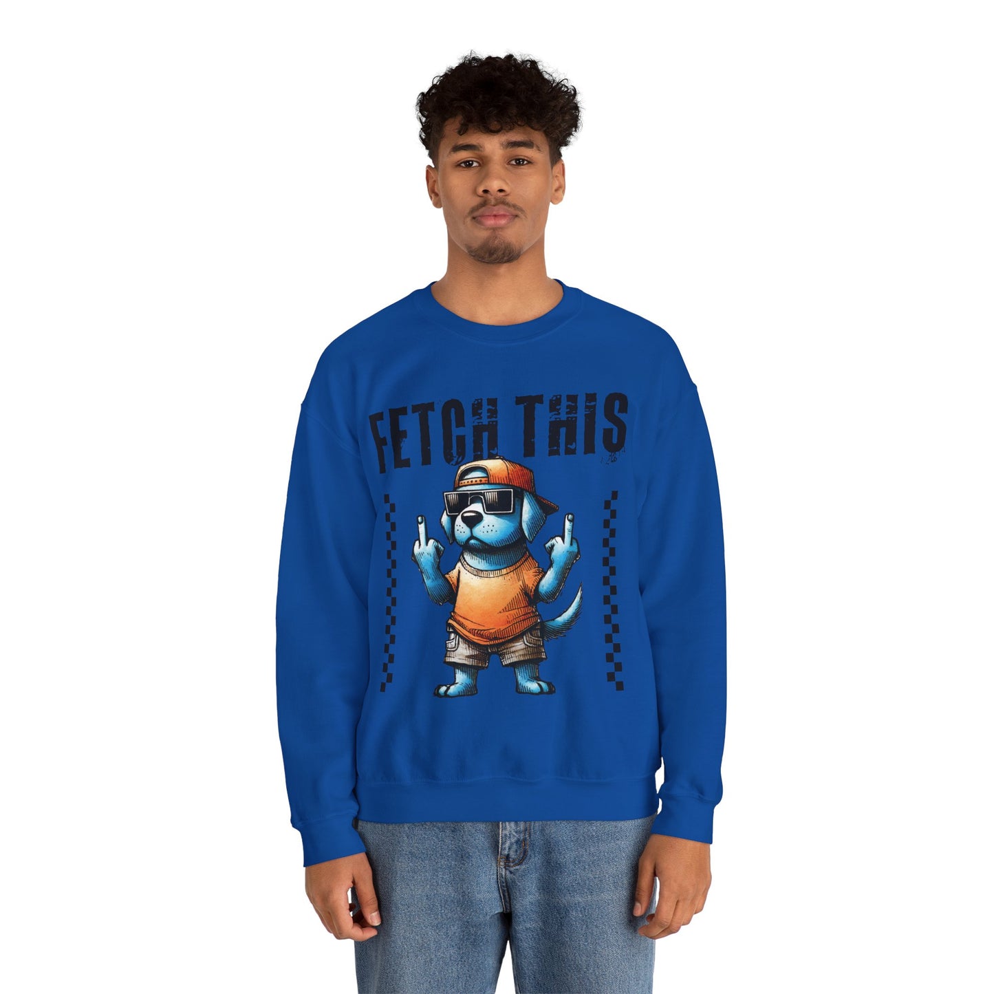 Funny Dog Crewneck Sweatshirt — "Fetch This" Cool Dog Graphic
