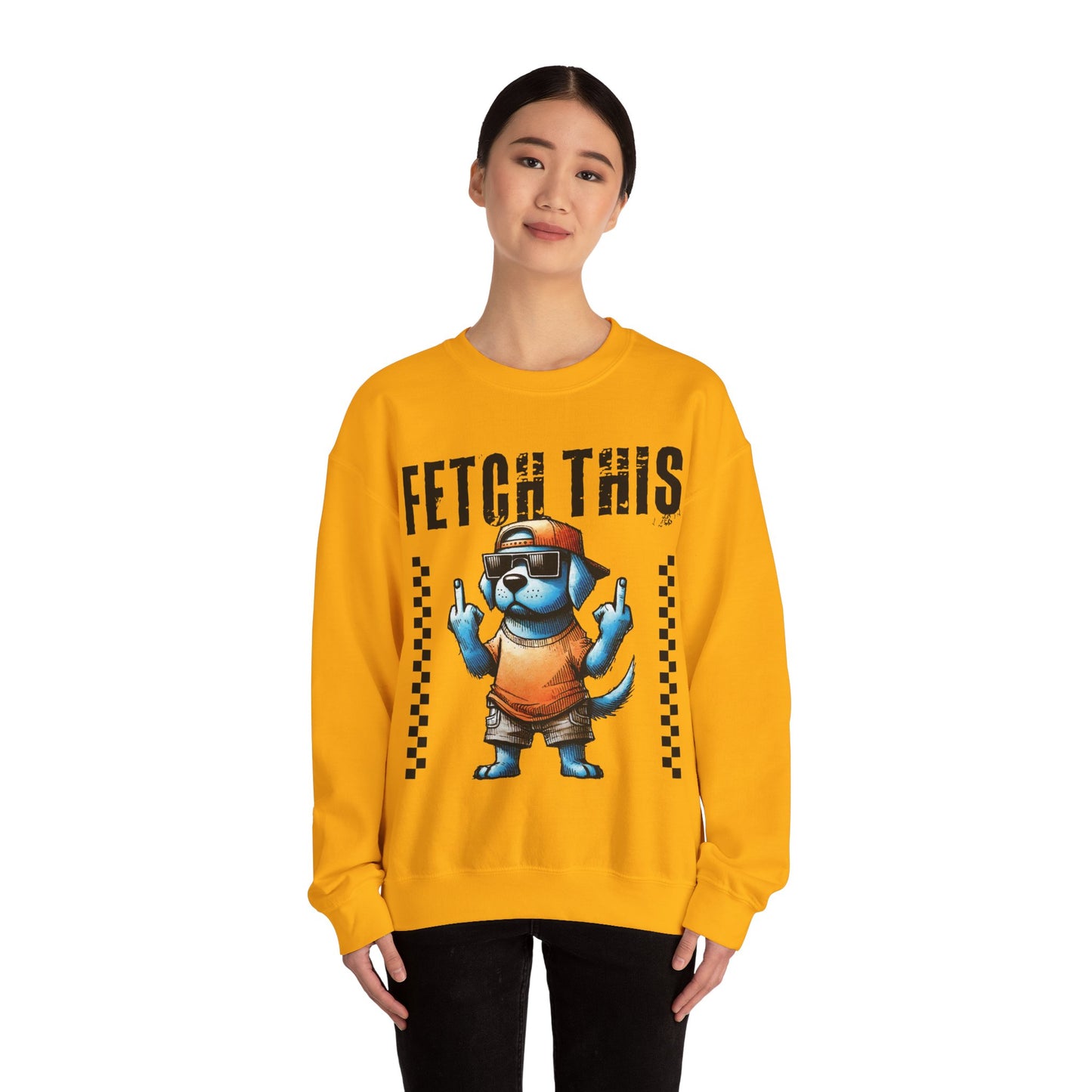 Funny Dog Crewneck Sweatshirt — "Fetch This" Cool Dog Graphic
