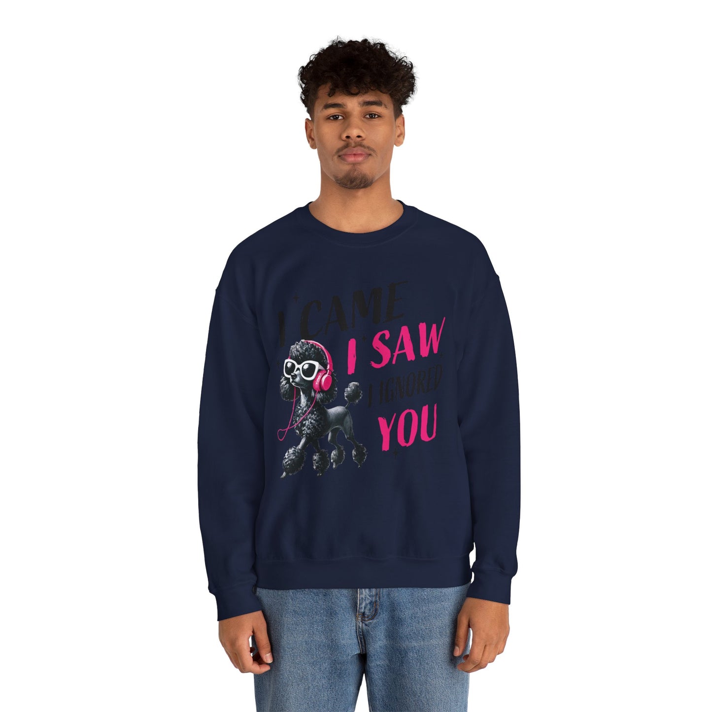Funny Dog Crewneck Sweatshirt — I Came, I Saw, I Ignored You Poodle Graphic Sweater