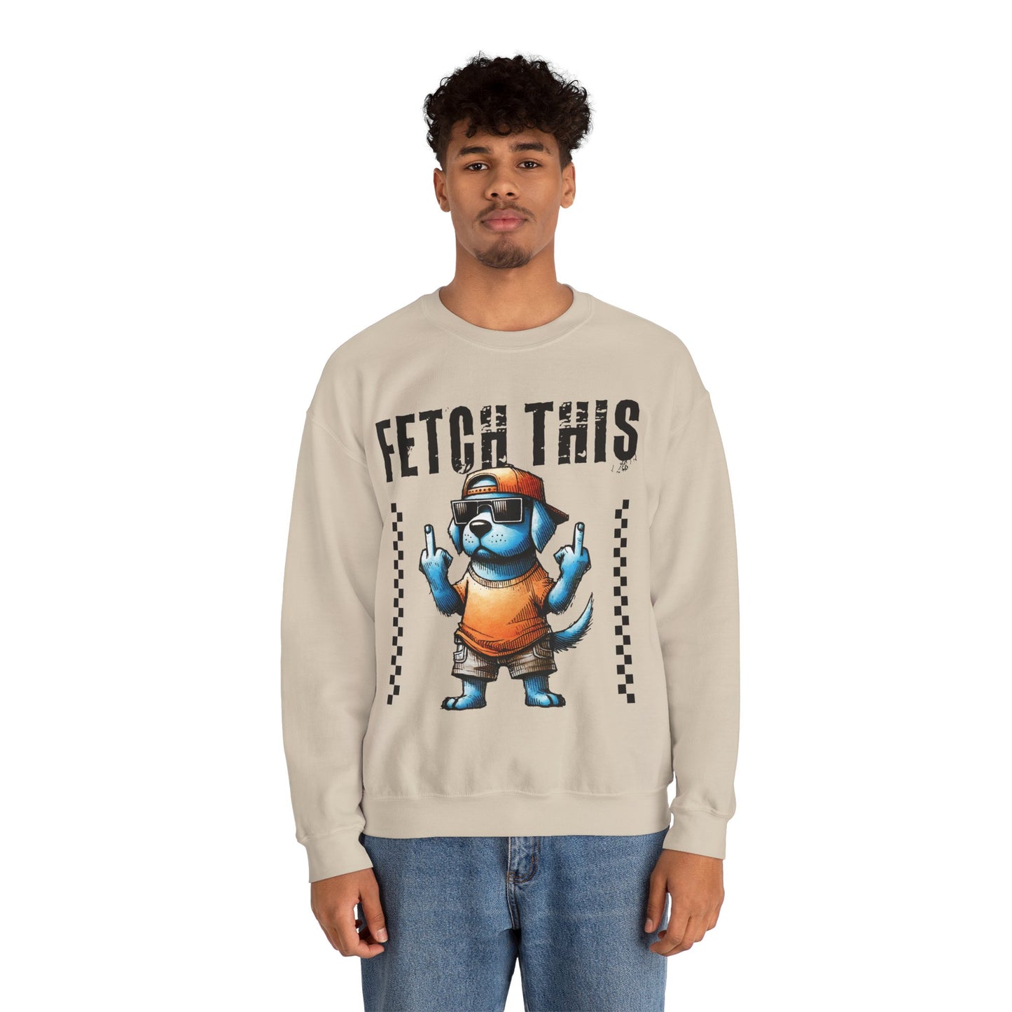 Funny Dog Crewneck Sweatshirt — "Fetch This" Cool Dog Graphic