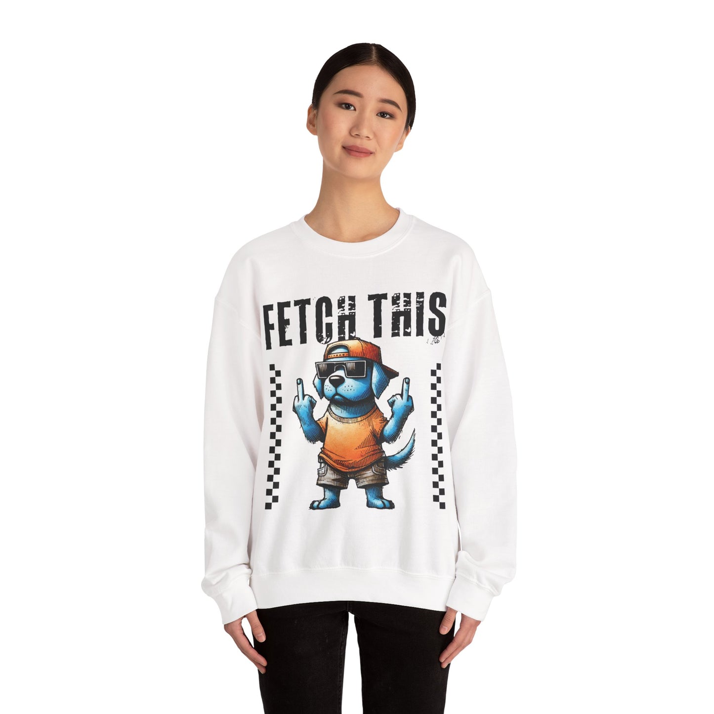 Funny Dog Crewneck Sweatshirt — "Fetch This" Cool Dog Graphic