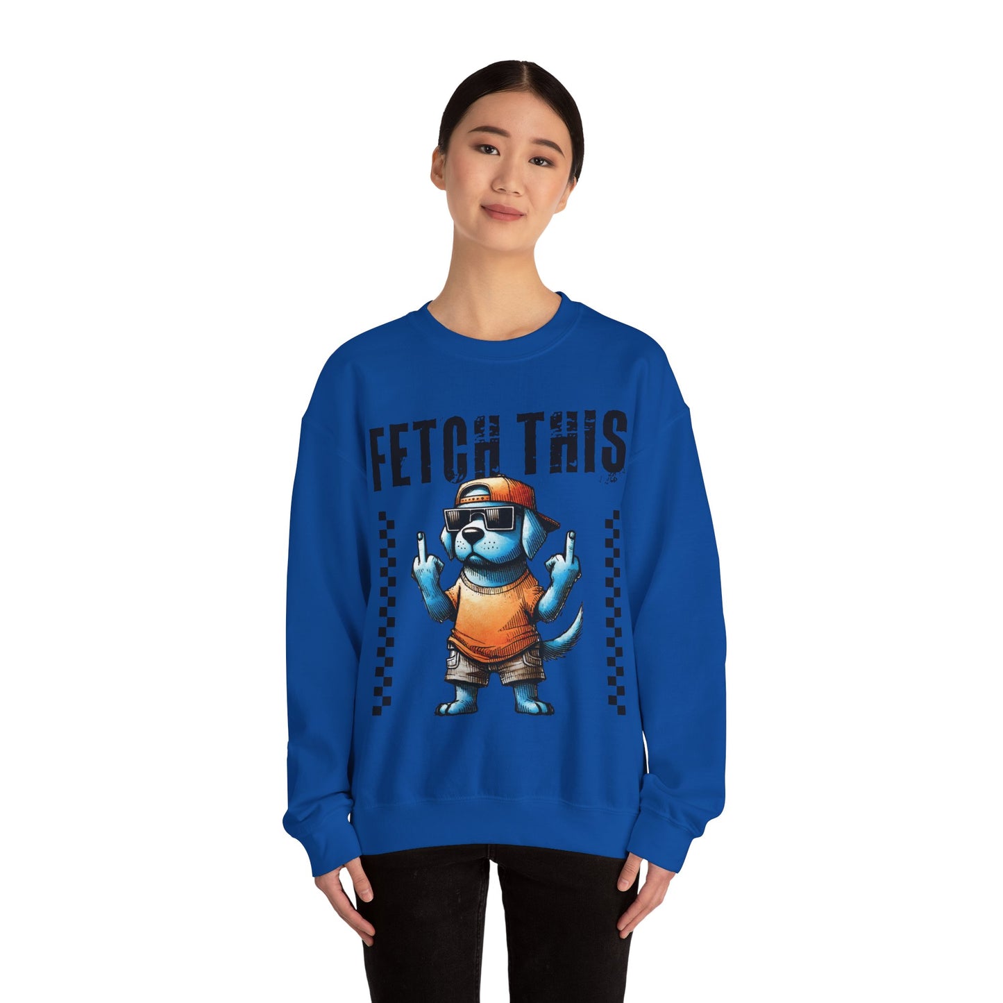 Funny Dog Crewneck Sweatshirt — "Fetch This" Cool Dog Graphic