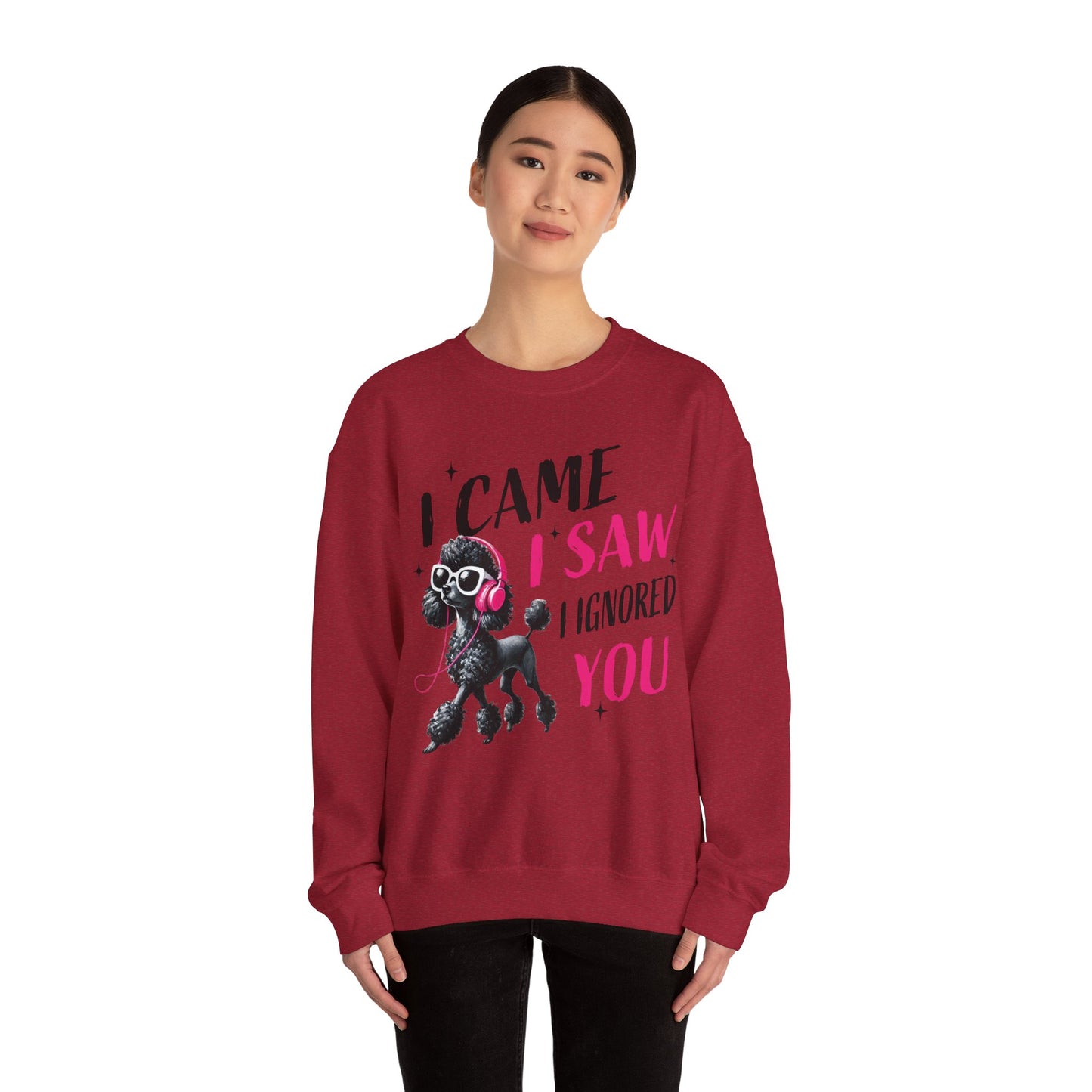Funny Dog Crewneck Sweatshirt — I Came, I Saw, I Ignored You Poodle Graphic Sweater