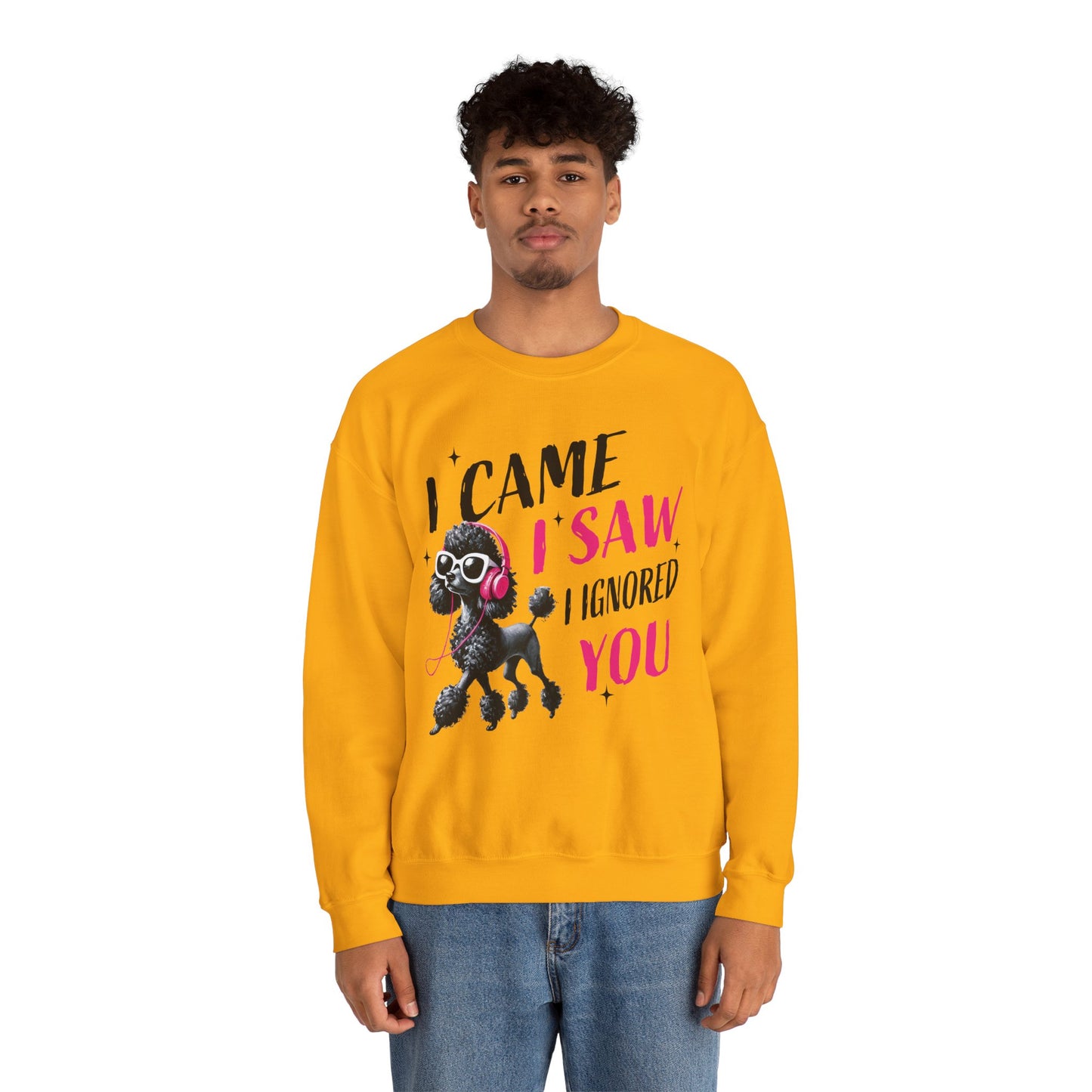 Funny Dog Crewneck Sweatshirt — I Came, I Saw, I Ignored You Poodle Graphic Sweater