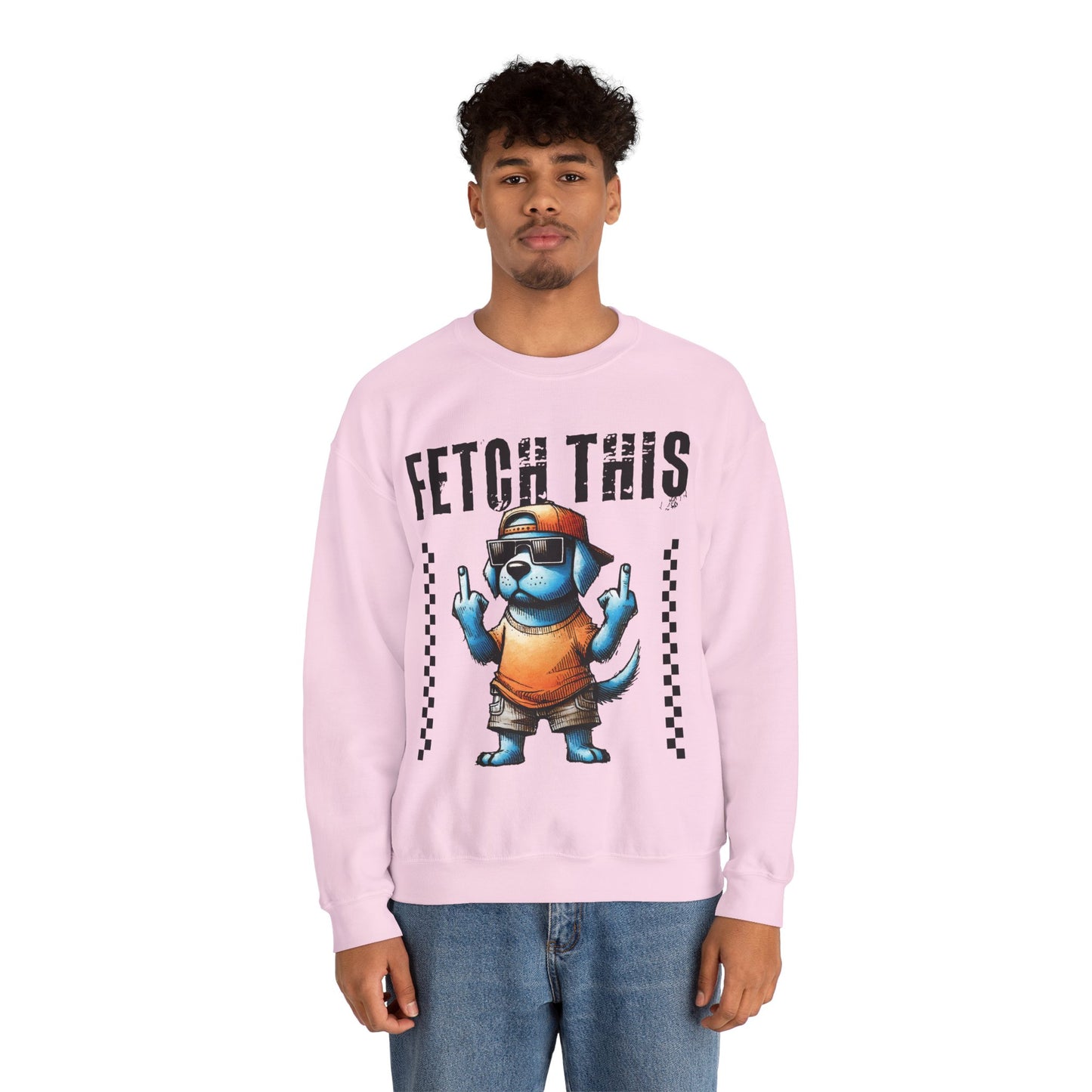 Funny Dog Crewneck Sweatshirt — "Fetch This" Cool Dog Graphic