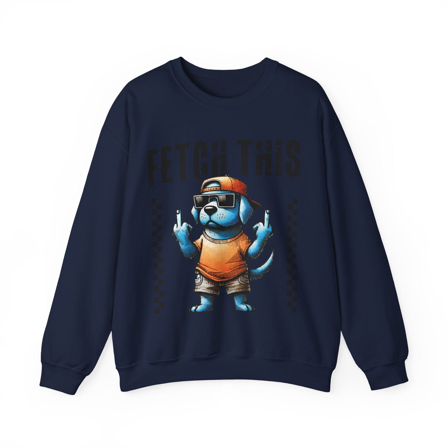 Funny Dog Crewneck Sweatshirt — "Fetch This" Cool Dog Graphic